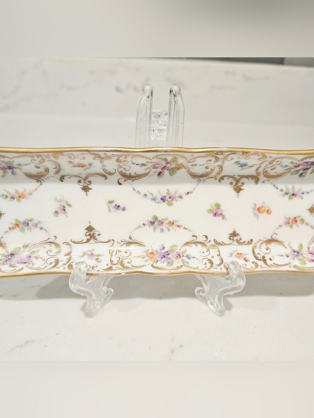 Vintage Dresden Porcelain Vanity Tray Rare Find - Picture 2 of 6